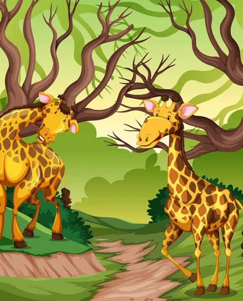 Girafa Selva Ilustração —  Vetores de Stock