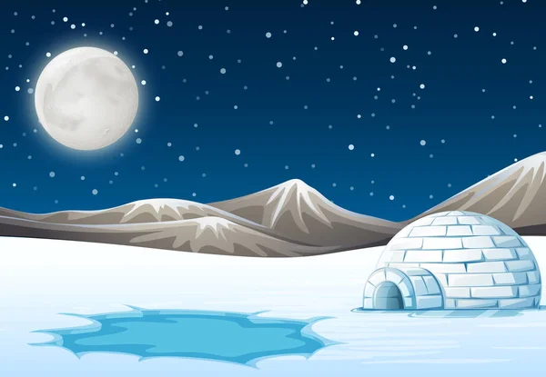 Eine Nacht Nordpol Hintergrund Illustration — Stockvektor