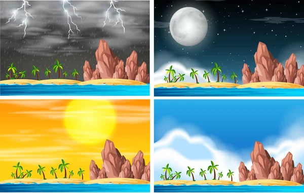 さまざまな気象図に島のシーンのセット — ストックベクタ