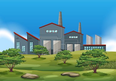 Bir fabrika doğa çizimde Binası