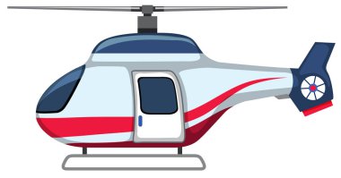 Beyaz arka plan illüstrasyon karikatür helikopterle