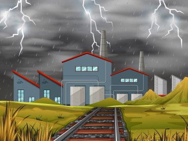 Fabrika strom gece sahne boyut görünüm