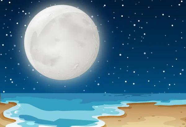 Una Notte Spiaggia Scena Illustrazione — Vettoriale Stock