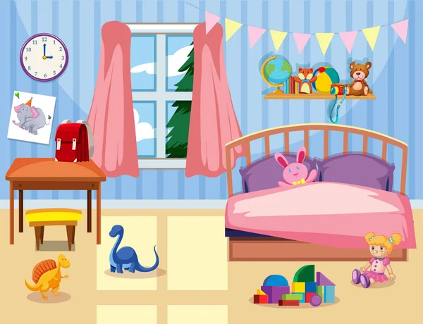 Una Ilustración Interior Del Dormitorio Los Niños — Vector de stock