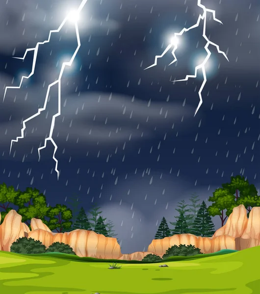 Thunderstorm Nature Scene Illustration — Stock Vector