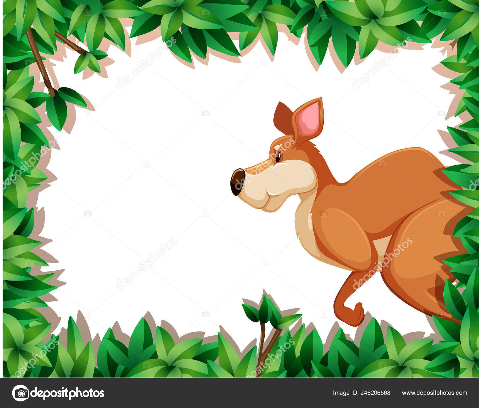Image vectorielle Illustration Bordure Cadre Nature Kangourou par  ©blueringmedia - 246206568, image size:1600x1363