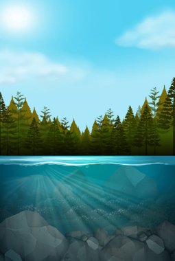 Güzel doğa manzara illüstrasyon