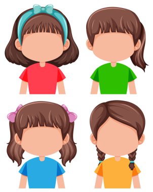 Yüzü olmayan kızlar illüstrasyon grup