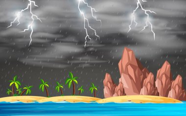 Fırtınalı Adası arka plan sahne illüstrasyon