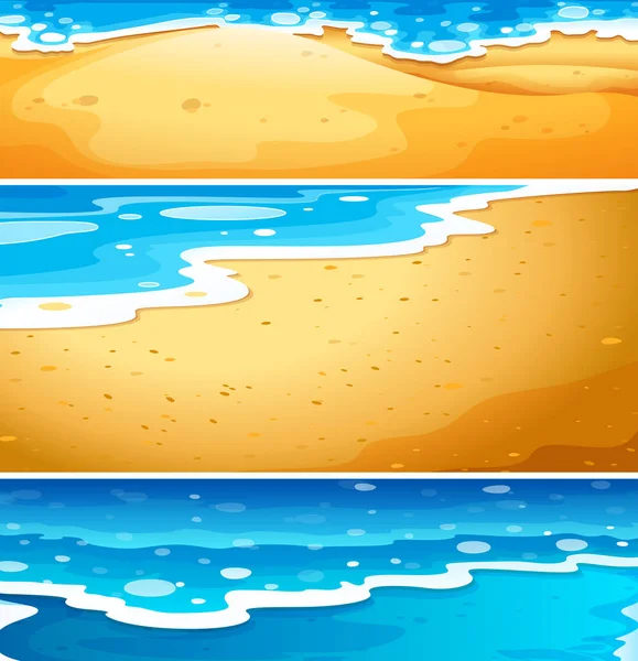Set Von Strand Wasser Szenen Illustration — Stockvektor