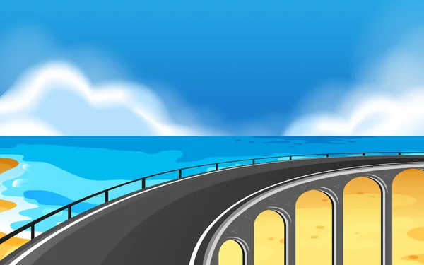 海岸沿い道路シーンのイラスト — ストックベクタ