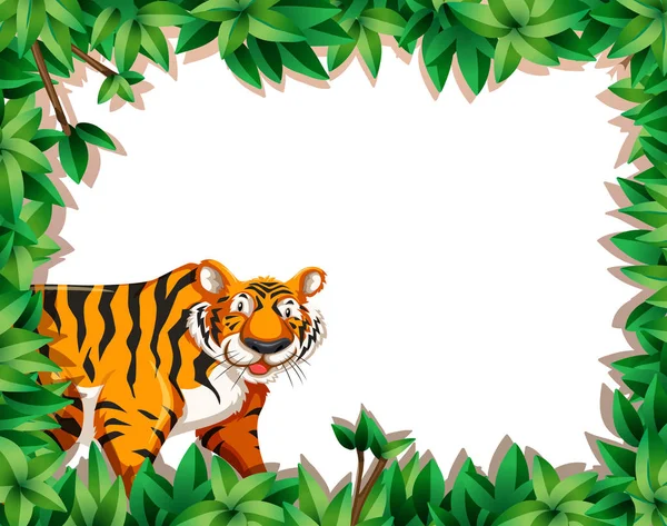 Tijger Natuur Frame Grens Illustratie — Stockvector