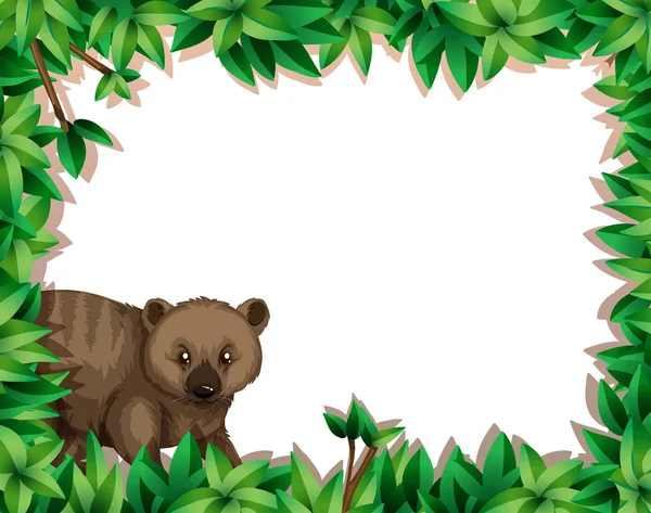 Wombat Folha Natureza Quadro Ilustração —  Vetores de Stock
