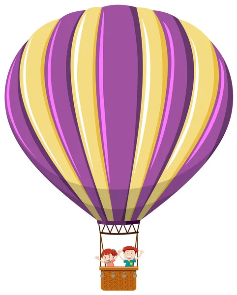 Grote Hete Luchtballon Met Twee Mensen Illustratie — Stockvector