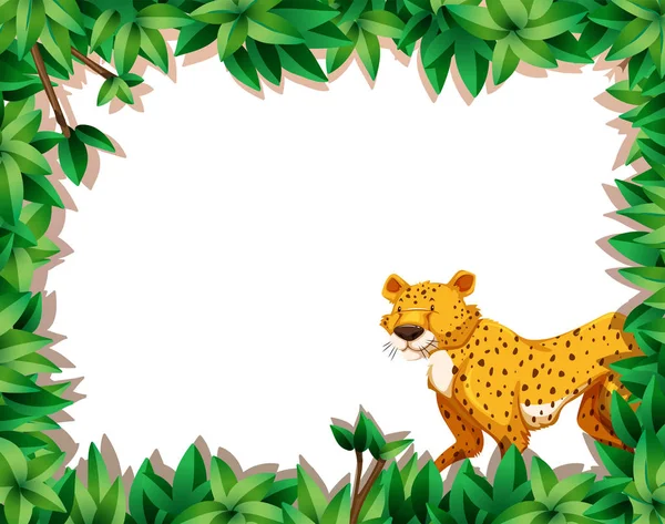 Természet Keret Illusztráció Egy Leopárd — Stock Vector