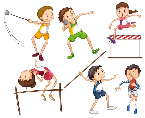 Sets People Doing Sports Illustration — Stock Vector