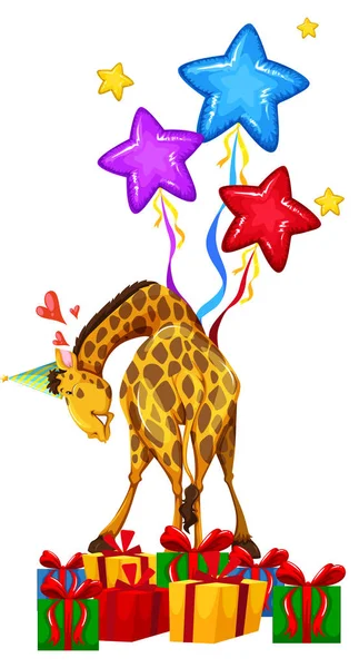 Girafă Partid Baloane Prezintă Ilustrații — Vector de stoc