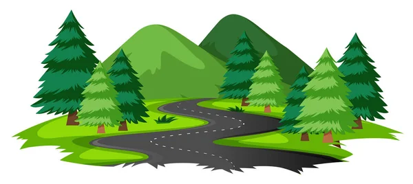 Natural Scene Road Illustration — Stock Vector