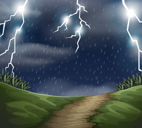 Outdoor Storm Landscape Scene Illustration — Stock Vector
