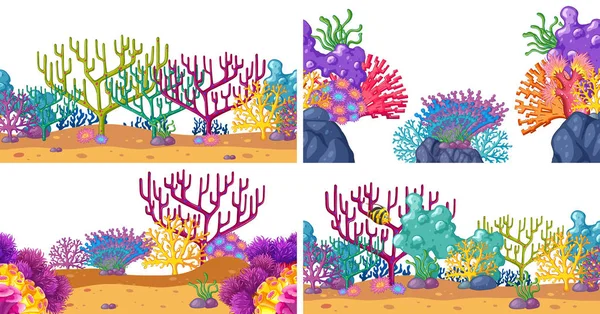 Набір Ілюстрацій Підводних Коралових Сцен — стоковий вектор