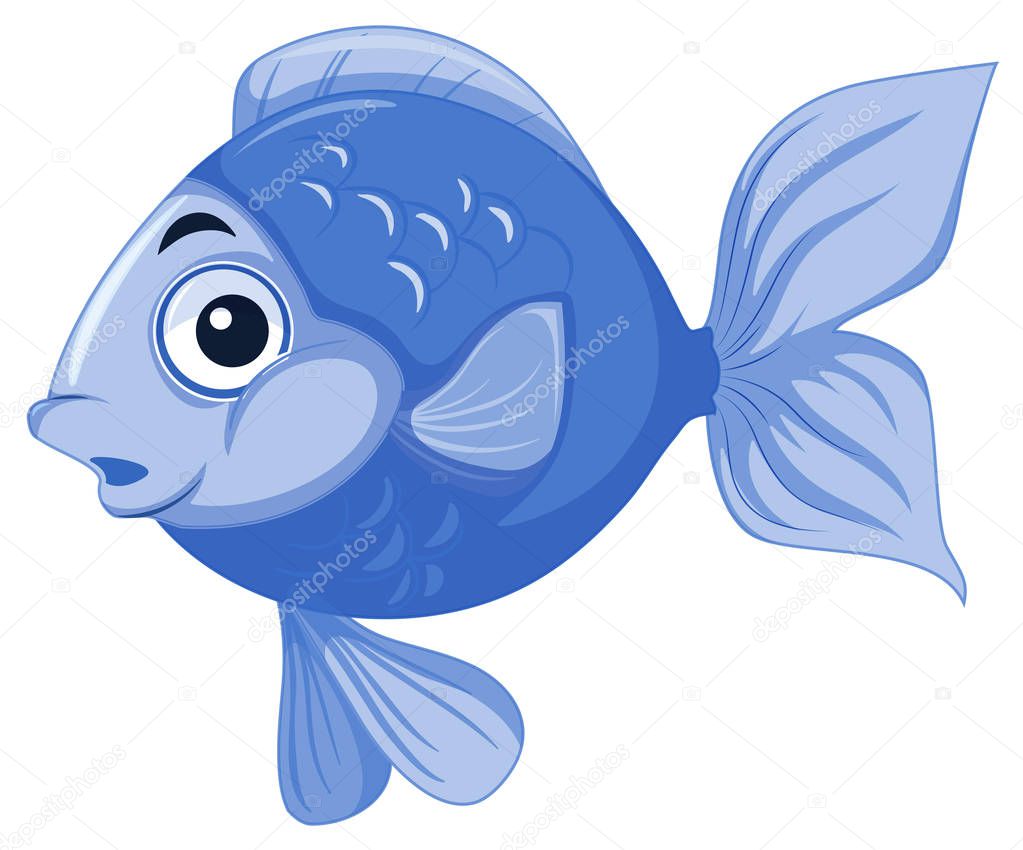 Large cute blue fish illustration