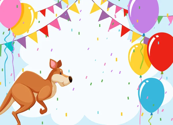 Jumping Kangaroo Party Card Illustration — Stock Vector