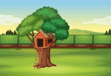 Treehouse park sahne çizimde