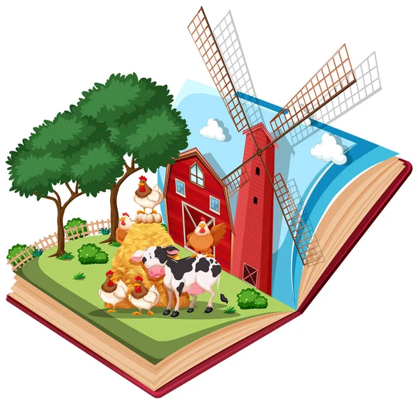 Farm Bok Pop Illustration — Stock vektor