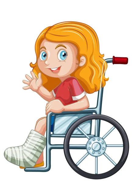 Jeune Fille Fauteuil Roulant Illustration — Image vectorielle