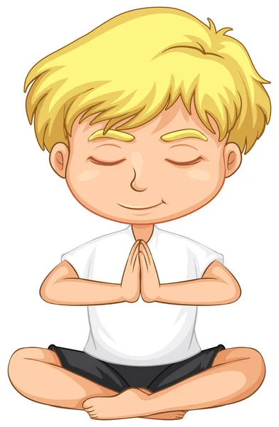 Glücklicher Junge Yoga Pose Illustration — Stockvektor