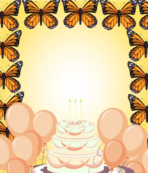 Tarjeta Cumpleaños Con Ilustración Mariposas — Vector de stock