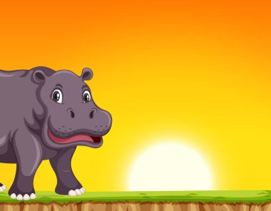 Hippo günbatımı sahne çizimde