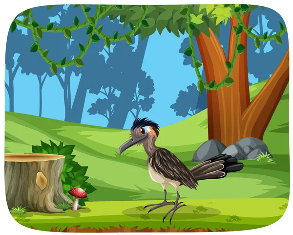 Bird Nature Woods Scene Illustration — Stock Vector