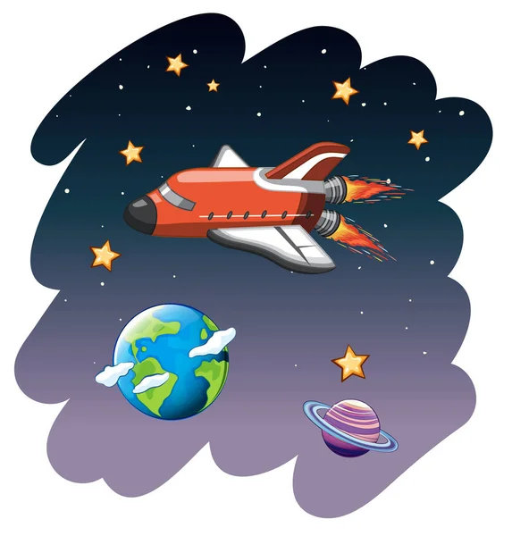 Rocketship Space Scene Illustration — Stock Vector