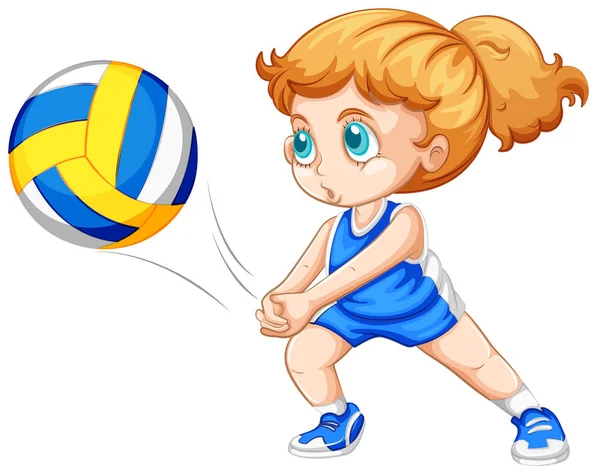 Jeune Fille Jouant Illustration Volleyball — Image vectorielle