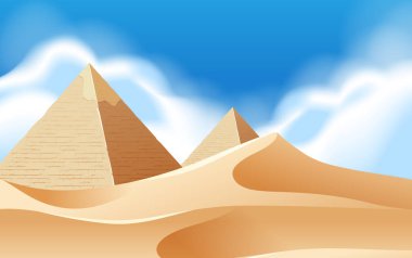 Piramit çöl arka plan sahne illüstrasyon