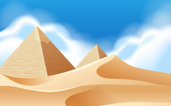 Pyramid Öken Bakgrund Scen Illustration — Stock vektor