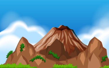 Bir dağ gün sahne illüstrasyon