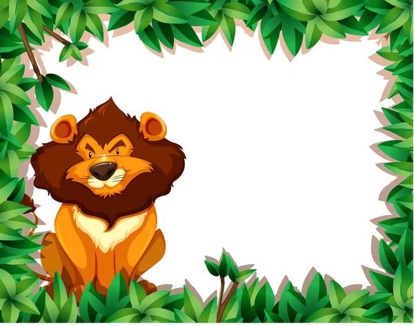 Λιοντάρι Στην Φύση Πλαίσιο Απεικόνιση — Διανυσματικό Αρχείο