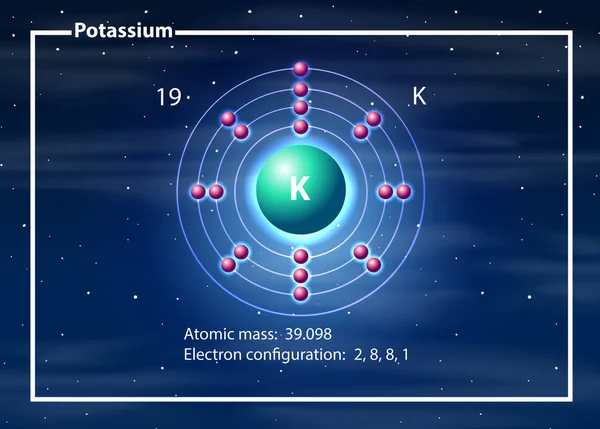 カリウム原子の図 — ストックベクタ