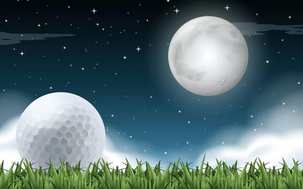 Campo Golf Illustrazione Notturna — Vettoriale Stock