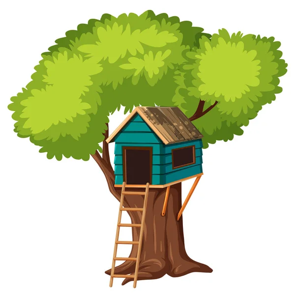 Una Ilustración Aislada Casa Del Árbol — Vector de stock