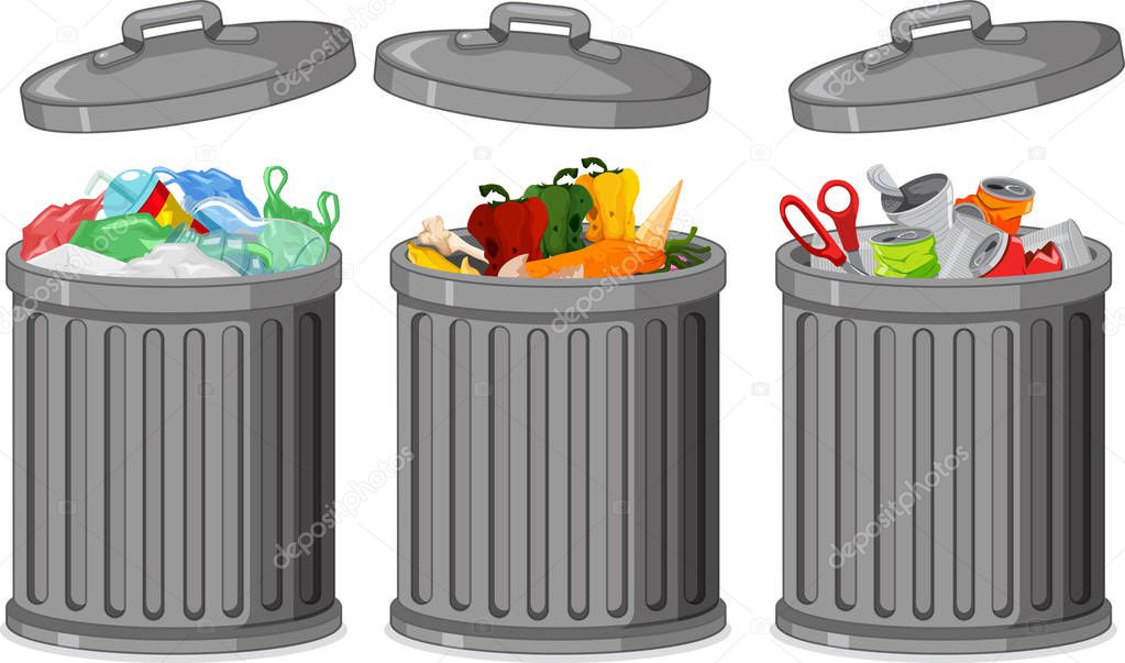 Set of trash can illustration