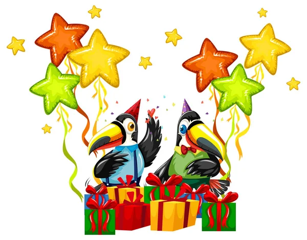 Toucan fête un anniversaire — Image vectorielle