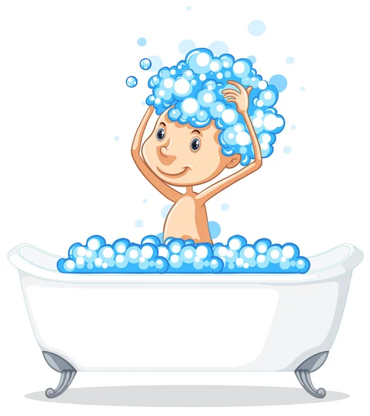 A boy take a bath — Stock Vector