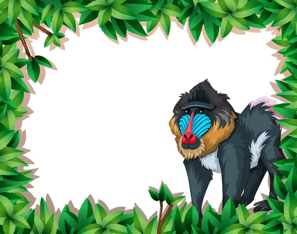 Un babouin mandrill sur cadre nature — Image vectorielle