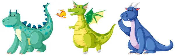 Ensemble de personnage de dinosaure mignon — Image vectorielle