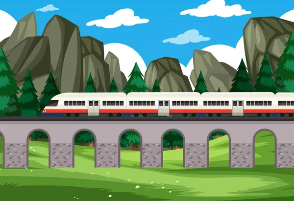 A modern rail travel to nature background — Stock Vector