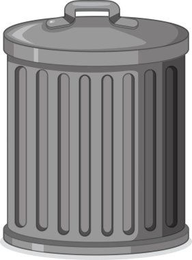 Beyaz arka plan üzerinde bir metal çöp kovası