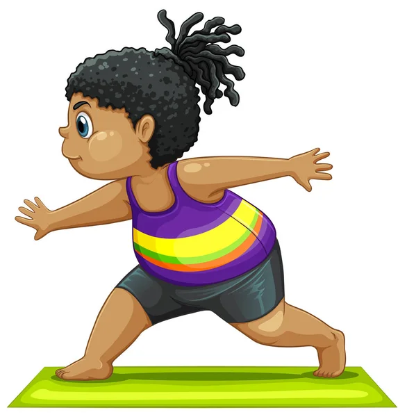 Tłuszczu dziewczyna robi joga — Wektor stockowy